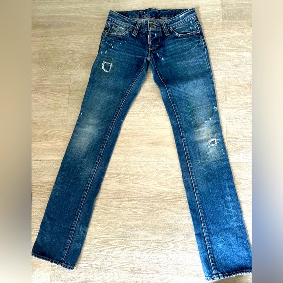 4 a very SWEET PF 2006 DSquared2 DISTRESSED “ LOW RISE” Straight Leg Jeans - Picture 6 of 15